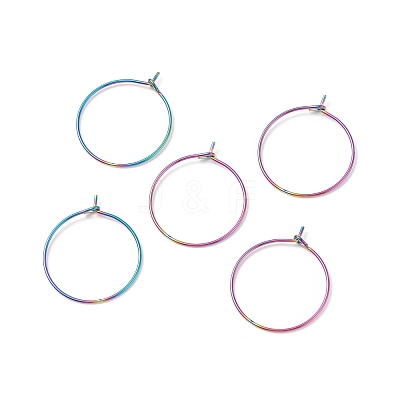 Ion Plating(IP) 316 Surgical Stainless Steel Hoop Earrings Findings STAS-F149-32M-E-1