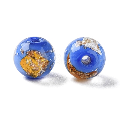 Handmade Gold & Silver Foil Lampwork Beads GLAA-G107-07A-05-1