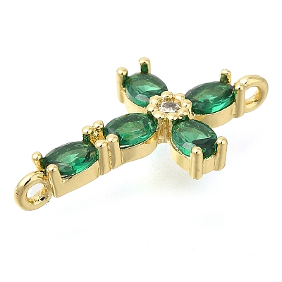 Brass Pave Cubic Zirconia Connector Charms KK-M101-03A-G01-1
