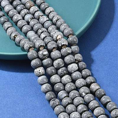 Handmade Fancy Antique Glazed Porcelain Ceramic Round Beads Strands PORC-L019-8mm-04-1