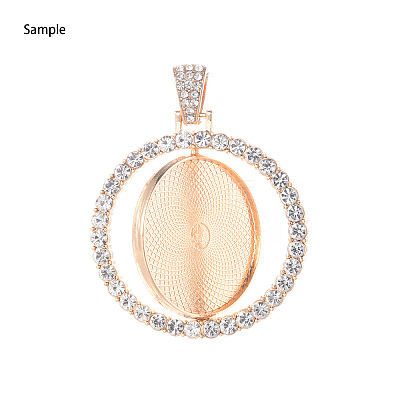 Alloy Pendant Cabochon Settings PALLOY-S107-005RG-RS-1