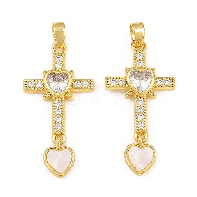 Brass Micro Pave Clear Cubic Zirconia Pendants CU-CBAA571-14G-1