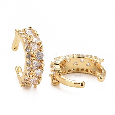 Clear Cubic Zirconia Chunky Cuff Earrings EJEW-G288-09G-1
