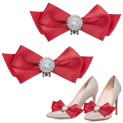 Polyester Bowknot Shoe Decorations AJEW-WH0348-227-1