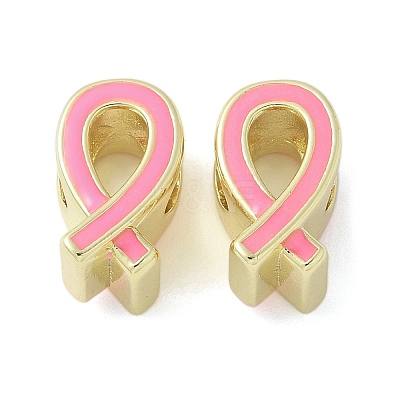 Brass Enamel European Beads KK-K298-04A-G-1