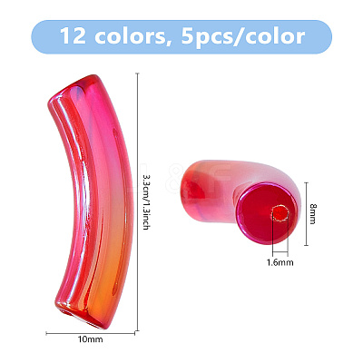 60Pcs 12 Colors UV Plating Transparent Rainbow Iridescent Acrylic Beads OACR-DC0001-58-1