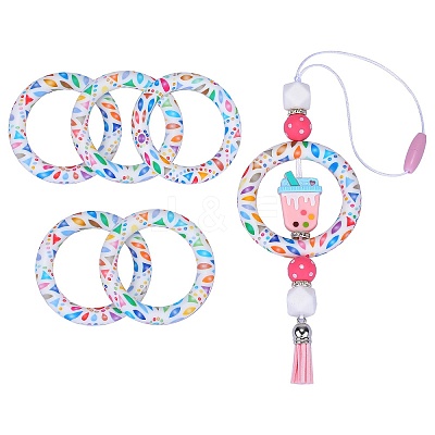 5Pcs Ring Food Grade Eco-Friendly Silicone Focal Beads JX894K-1