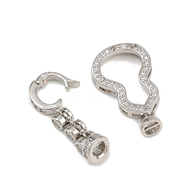 Brass Micro Pave Clear Cubic Zirconia Fold Over Clasps KK-U059-58P-1