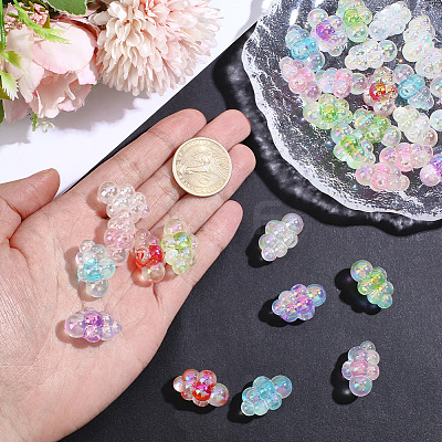 35Pcs UV Plating Rainbow Iridescent Acrylic Beads PACR-PA0001-23-1