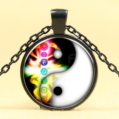 Feng Shui Glass Pendant Necklaces NJEW-D280-11B-1