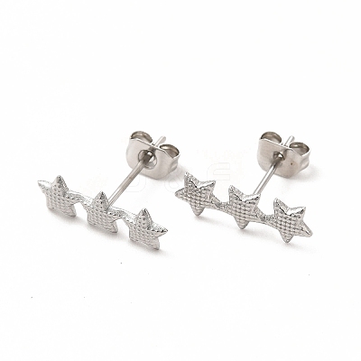 Non-Tarnish 304 Stainless Steel Star Stud Earrings for Women EJEW-C004-03P-1