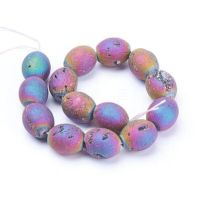 Electroplated Natural Druzy Geode Agate Bead Strands G-P251-A03-1