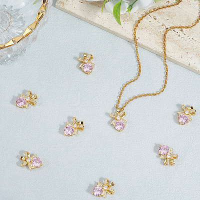 8Pcs Brass Micro Pave Cubic Zirconia Pendants FIND-BBC0004-28B-02-1