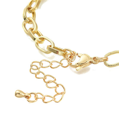 Brass Micro Pave Clear Cubic Zirconia Link Chain Bracelets BJEW-M202-02G-1