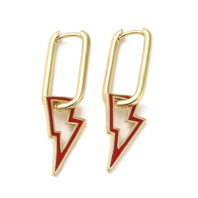 Lightning Bolt Golden Brass Dangle Hoop Earrings EJEW-L268-018G-03-1