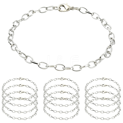 10Pcs Iron Cable Chain Bracelets IFIN-YW0004-03P-1