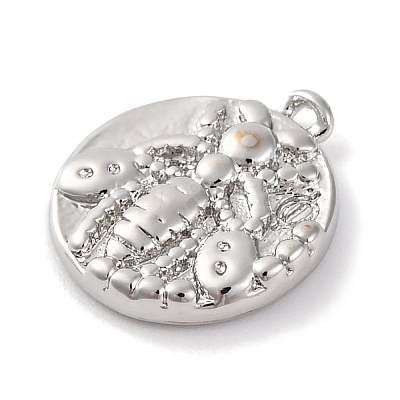 Brass Pendants With Clear Cubic Zirconia KK-S403-03P-1