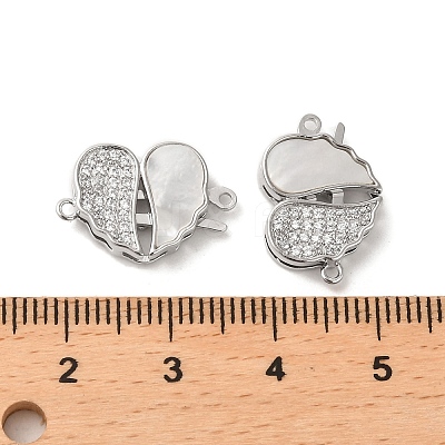 Brass Micro Pave Clear Cubic Zirconia Connector Charms KK-P260-19P-02-1