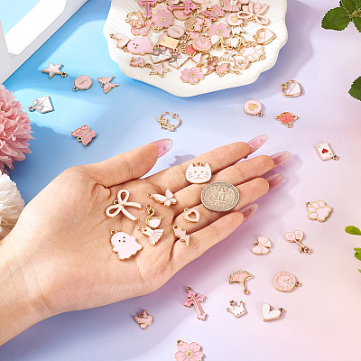 112Pcs 28 Styles Alloy Enamel Pendants ENAM-TA0009-08-1