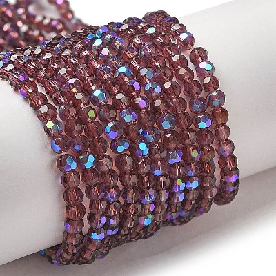 Electroplate Transparent Glass Beads Strands EGLA-A035-T3mm-L13-1