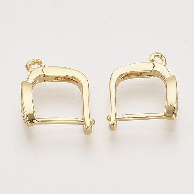 Brass Micro Pave Cubic Zirconia Hoop Earring Findings with Latch Back Closure KK-T048-032G-NF-1