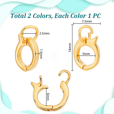 2Pcs 2 Colors Sterling Silver Twister Clasps STER-GA0001-16-1