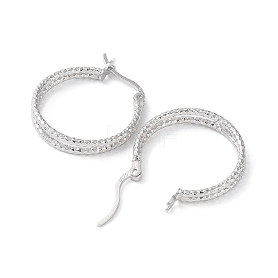 Rhodium Plated 925 Sterling Silver Hoop Earrings EJEW-K258-14P-1