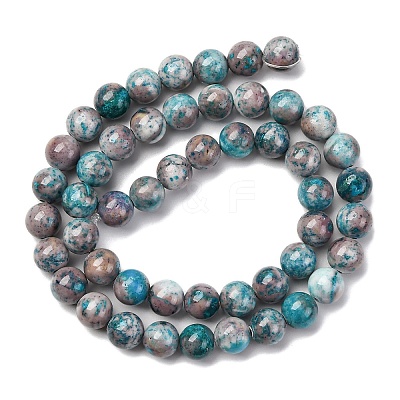 Natural Dyed Marble Beads Strands G-P593-8mm-03-1
