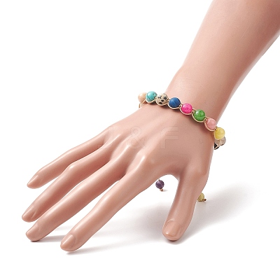 Round Natural & Synthetic Mixed Gemstone Braided Bead Bracelet BJEW-JB09299-1