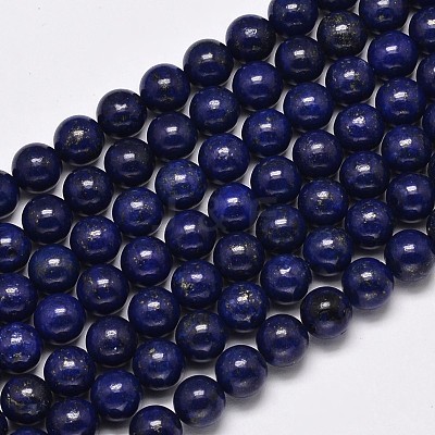 Dyed Natural Lapis Lazuli Round Beads Strands G-M169-8mm-05-1