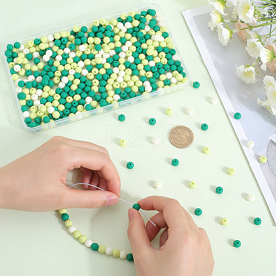 500Pcs Rubberized Style Imitated Silicone Acrylic Beads MACR-SP0001-07E-1