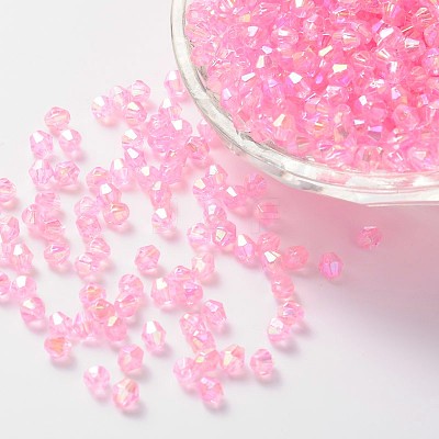 Bicone AB Color Plated Eco-Friendly Transparent Acrylic Beads X-TACR-A003-4mm-10-1