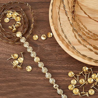 5Bags Flower Iron Decoration Strip FIND-GF0008-41A-G-1