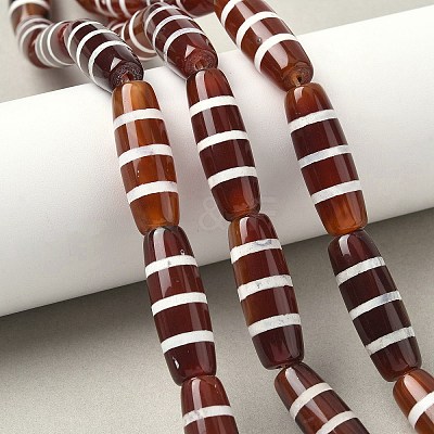 Rice Shape Tibetan Style dZi Beads Strands G-A269-A09-01-1