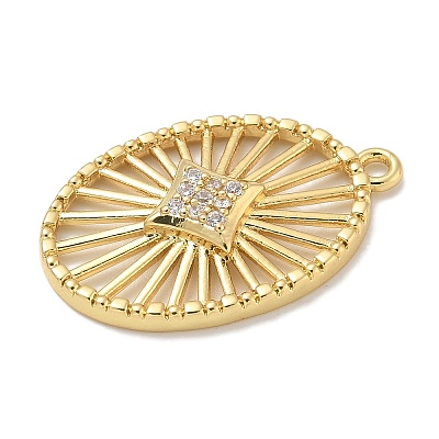 Rack Plating Brass Micro Pave Cubic Zirconia Pendants KK-L224-043G-1