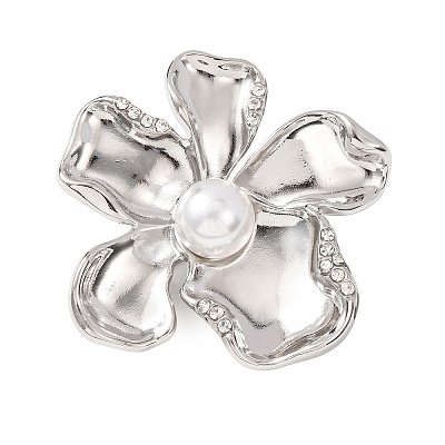 Flower Shape Alloy Rhinestone Lapel Pins for Backpack Clothes JEWB-B038-05P-1