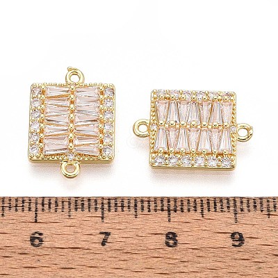 Brass Pave Clear Cubic Zirconia Connector Charms KK-N284-06G-1