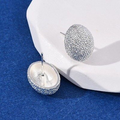 Brass Textured Stud Earrings EJEW-A143-02E-S-1