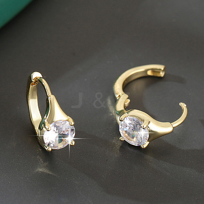 Brass Pave Clear Cubic Zirconia Hoop Earrings WGEEE3C-01-1