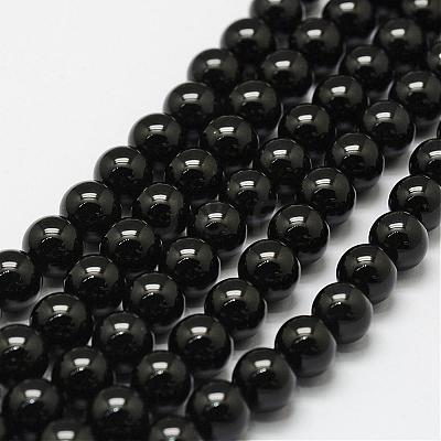 Natural Black Onyx Beads Strands G-N0309-23-8mm-1