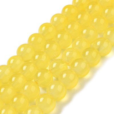 Baking Paint Imitation Jade Glass Round Bead Strands X-DGLA-Q021-8mm-24-1