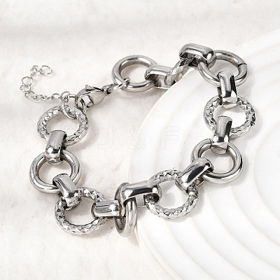 304 Stainless Steel Link Chain Bracelets for Women BJEW-P388-02B-P-1