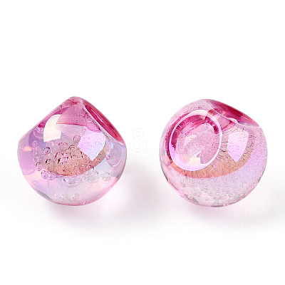UV Plating Rainbow Iridescent Acrylic Beads OACR-G012-04-1
