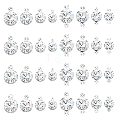 DIY Flat Round Brass Rhinestone Connector Charms & Pendant Jewelry Making Findings Kits DIY-GA0001-69P-1