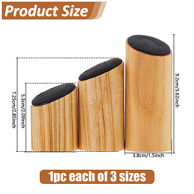 3Pcs 3 Sizes Wood Jewelry Finger Ring Displays Stands RDIS-WH0011-36A-01-1