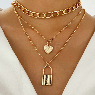 Alloy Pendant Layered Chain Necklaces for Women WGC39CD-23-1