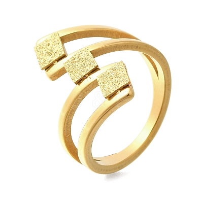 Textured Rhombus 304 Stainless Steel Finger Ring for Women RJEW-L126-09B-G-1