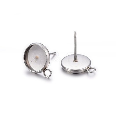 Non-Tarnish 304 Stainless Steel Stud Earring Settings X-STAS-H467-08P-8mm-1