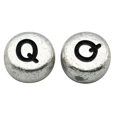 Silver Color Plated Acrylic Horizontal Hole Letter Beads MACR-PB43C9070-Q-1