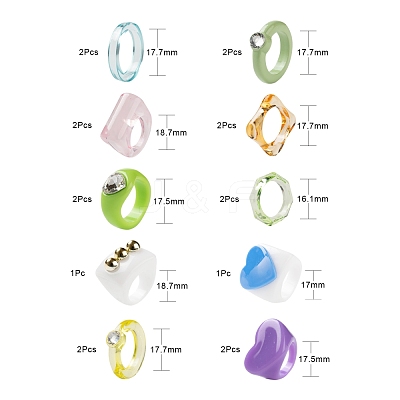 18Pcs Acrylic Finger Rings RJEW-LS0001-01-1